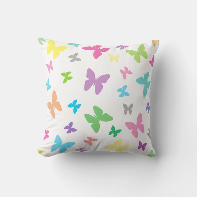 Colorful butterfly art throw pillow (Front)