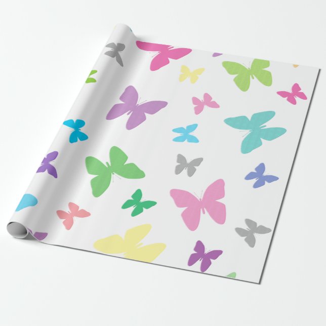 Colorful butterfly art wrapping paper (Unrolled)