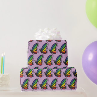 Colorful Butterfly Autism Different Not Less ASD Wrapping Paper