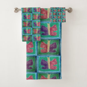 Colorful Butterfly   Filters   Half Drop   Bath Towel Set