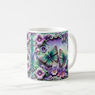 Colorful Butterfly Floral Art 3D Vibrant Spring G Coffee Mug