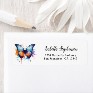 Colorful Butterfly Paint Splash Return Address
