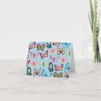 Colorful Butterfly Pattern Pastel Light Blue
