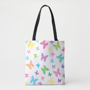 Colorful butterfly pattern tote bag