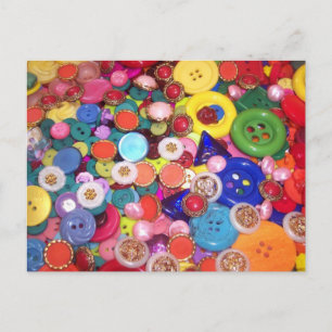 Colorful Button Collage Postcard