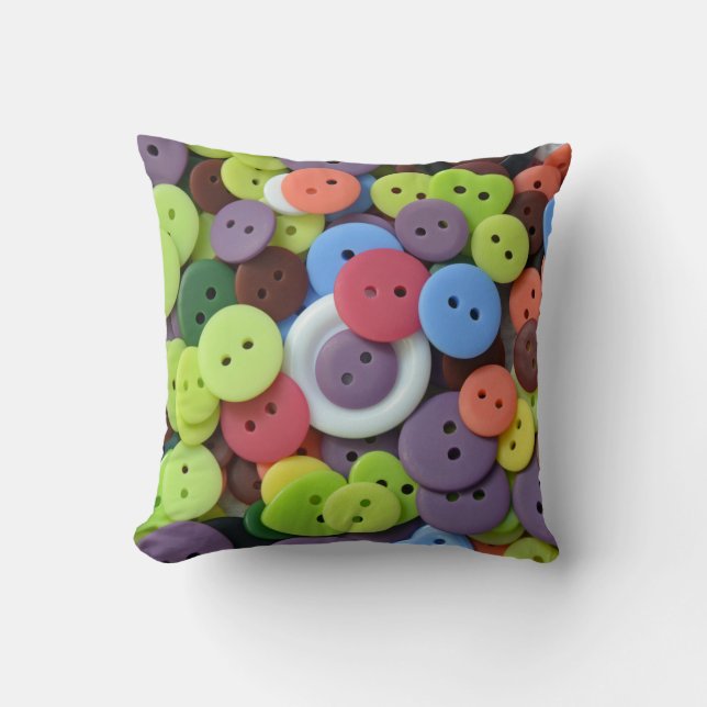 Colorful button pattern throw cushion (Front)