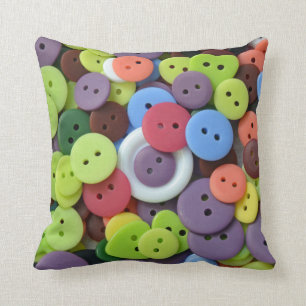 Colorful button pattern throw cushion