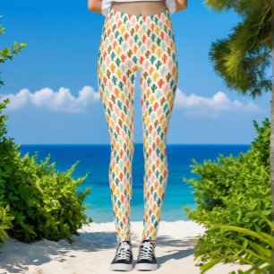 Colorful Cacti Silhouettes Pattern Leggings
