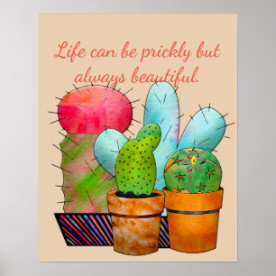 Colorful Cactus Garden Poster