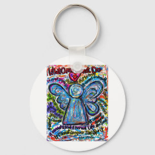 Colorful Cancer Cannot Angel Art Keychain Pendant