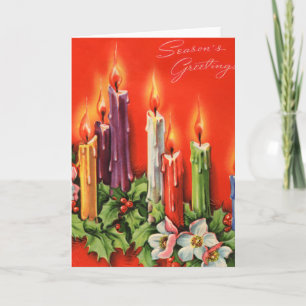 Colorful CAndles Seasons Greetings Holiday Card