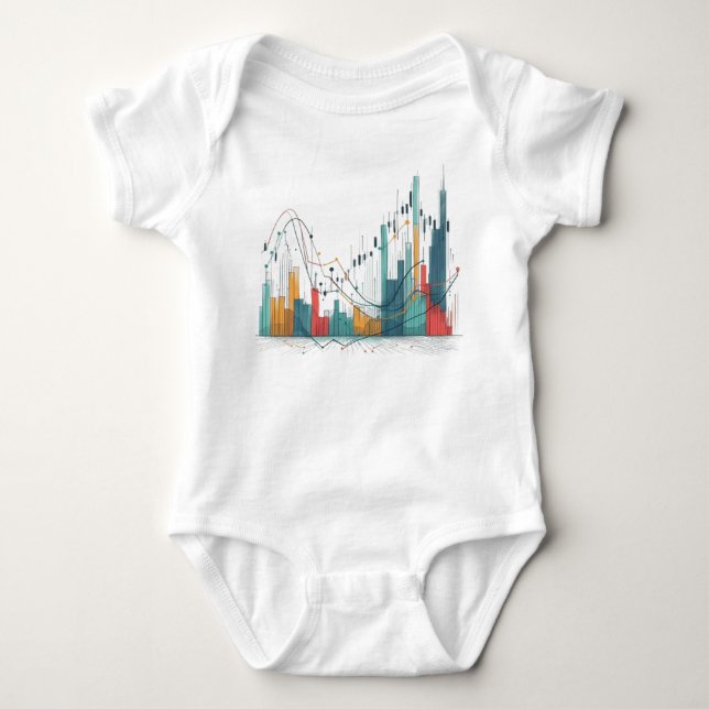 Colorful candlestick chart baby bodysuit (Front)