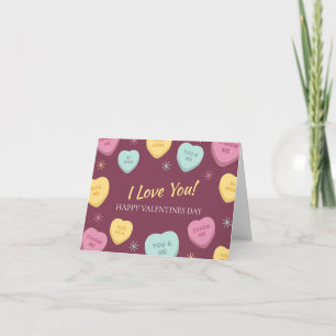 Colorful Candy Happy Valentines Day Holiday Card