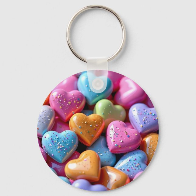 Colorful Candy Love Hearts Keychain (Front)