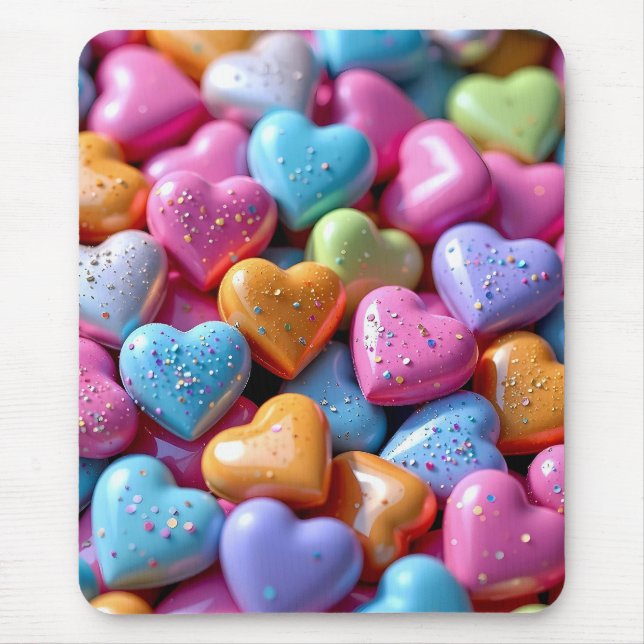 Colorful Candy Love Hearts Mouse Pad (Front)