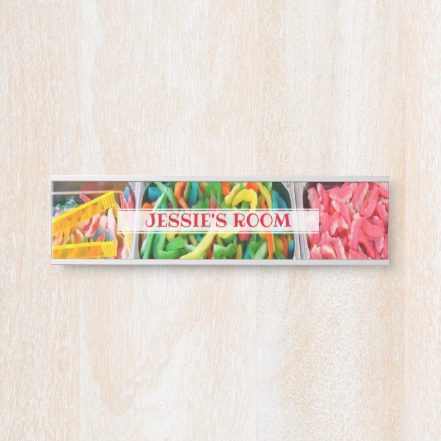Colorful Candy Personalized Kid's Room Door Sign (Front)
