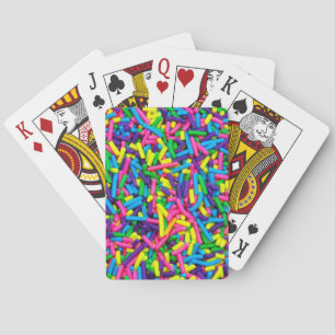 Colorful candy sprinkles print playing cards