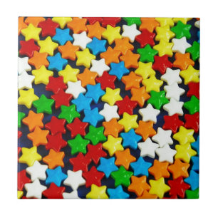 Colorful candy stars pattern tile