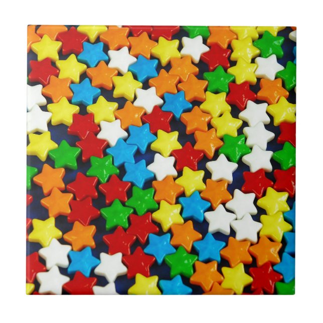 Colorful candy stars pattern tile (Front)