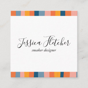 Colorful Candy Stripes Minimalist Cool Square Business Card