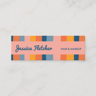 Colorful Candy Stripes Minimalist Pink Mini Business Card