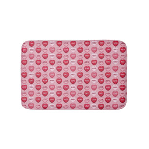 colorful candy Valentine's day heart pattern Bath Mat