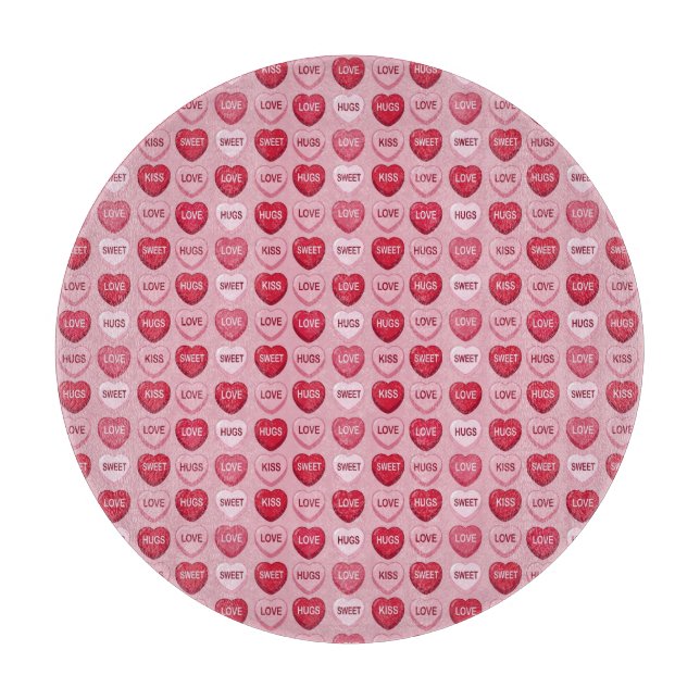 colorful candy Valentine's day heart pattern Cutting Board (Front)