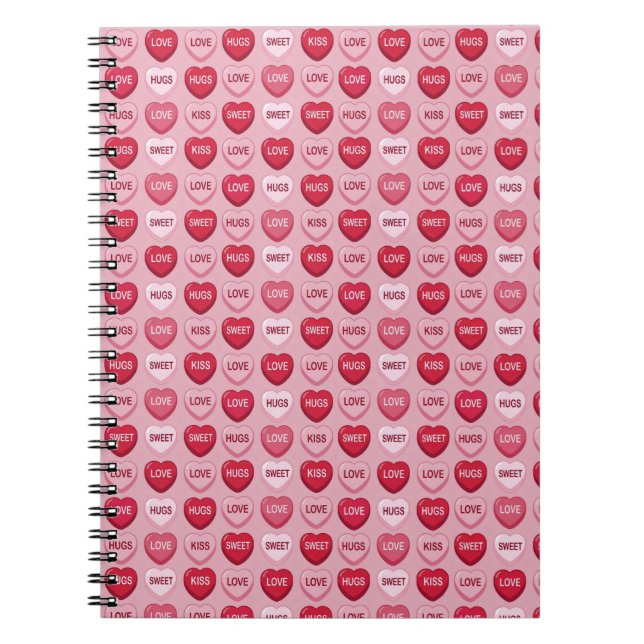 colorful candy Valentine's day heart pattern Notebook (Front)