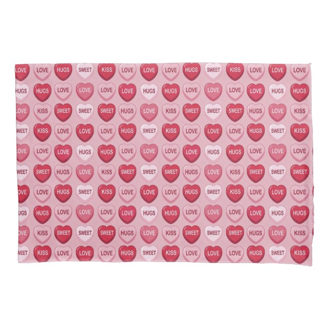 colorful candy Valentine's day heart pattern Pillowcase (Front)