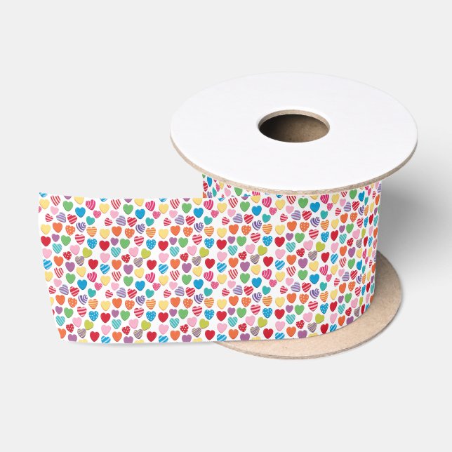colorful candy Valentine's day heart pattern  Satin Ribbon (Spool)