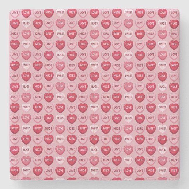 colorful candy Valentine's day heart pattern Stone Coaster (Front)