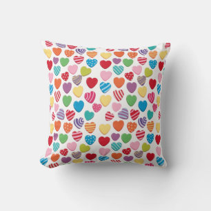 colorful candy Valentine's day heart pattern Throw Pillow