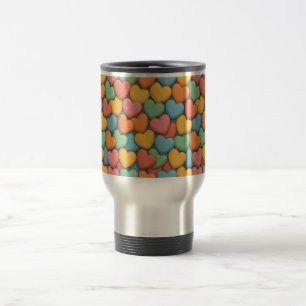 colorful candy Valentine's day heart pattern Travel Mug