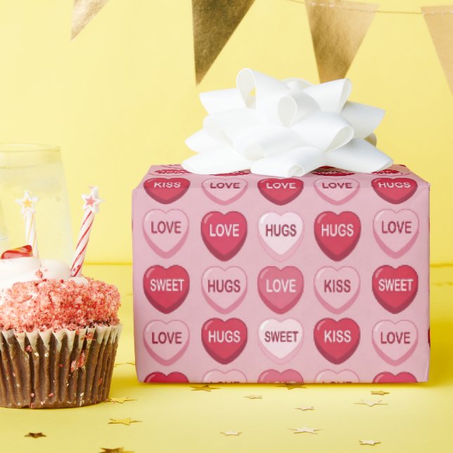 colorful candy Valentine's day heart pattern Wrapping Paper (Birthday Party)