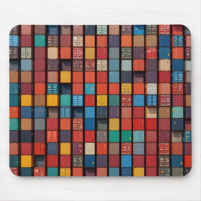 Colorful Cargo: Industrial Shipping Container Grid Mouse Pad (Front)