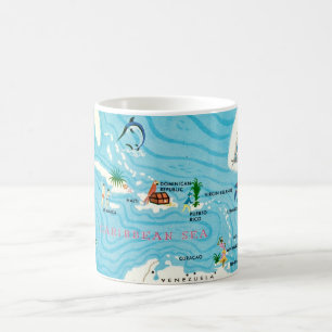 Colorful Caribbean Map Coffee Mug