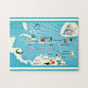 Colorful Caribbean Map  Jigsaw Puzzle