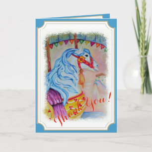 COLORFUL CAROUSEL HORSE THANK YOU CARD