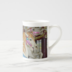 Colorful carousel horses bone china mug