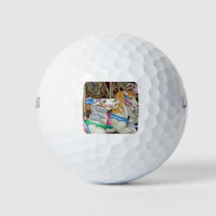 Colorful carousel horses golf balls