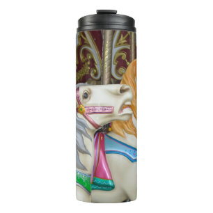 Colorful carousel horses thermal tumbler