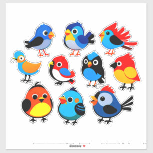 Colorful Cartoon Bird Sticker Set