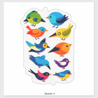 Colorful Cartoon Bird Sticker Set