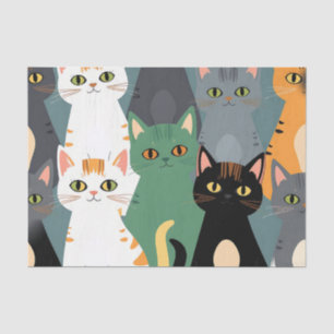 Colorful Cartoon Cat Crowd Pattern Tissue Paper