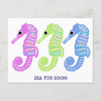 Colorful Cartoon Seashorses Fish Custom Message