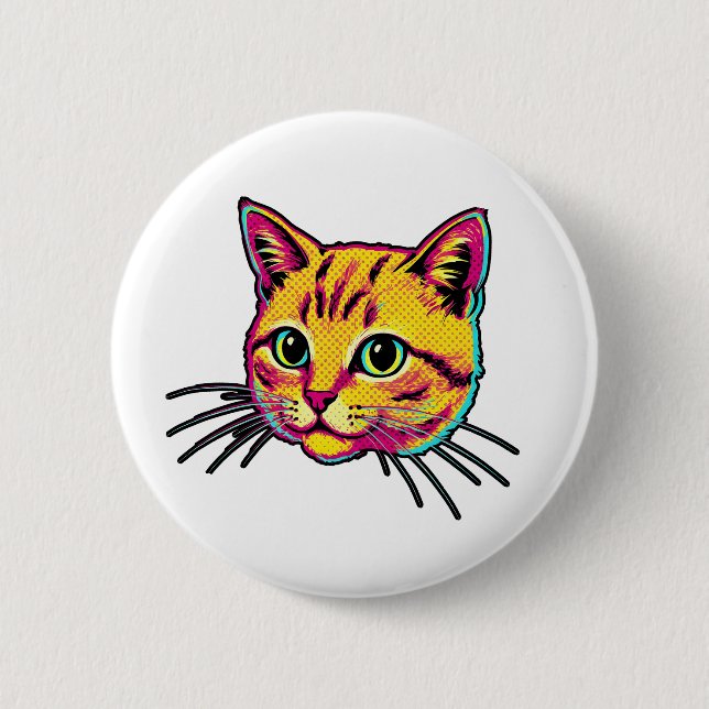 Colorful Cat  2 Inch Round Button (Front)