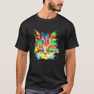 Colorful cat artistic bright colors cat kitten pri T-Shirt