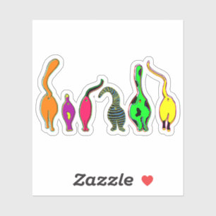 Colorful Cat Butts Custom-Cut Vinyl Stickers