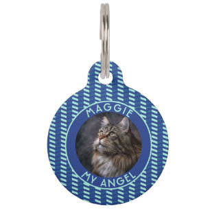 Colorful Cat Dad Gift Chevron Motif Pet Tag