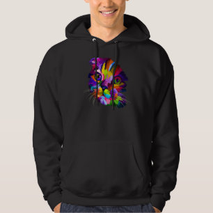 Colorful Cat Face Graphic Pop Style for Cat Owners Hoodie